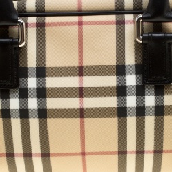 Pre Owned Burberry Beige/Black Nova Check PVC and Leather Satchel