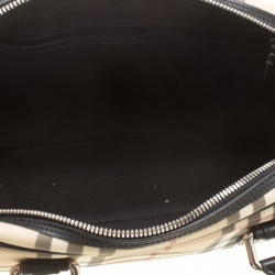 Pre Owned Burberry Beige/Black Nova Check PVC and Leather Satchel