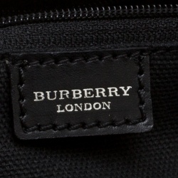 Pre Owned Burberry Beige/Black Nova Check PVC and Leather Satchel