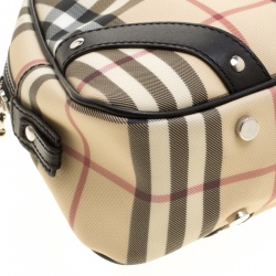 Pre Owned Burberry Beige/Black Nova Check PVC and Leather Satchel