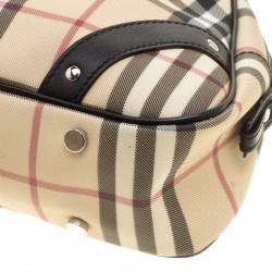 Pre Owned Burberry Beige/Black Nova Check PVC and Leather Satchel