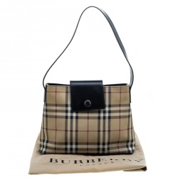 Pre Owned Burberry Beige/Black House Check PVC Shoulder Bag