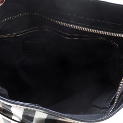 Pre Owned Burberry Beige/Black House Check Canvas and Leather Tote