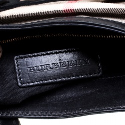 Pre Owned Burberry Beige/Black House Check Canvas and Leather Tote