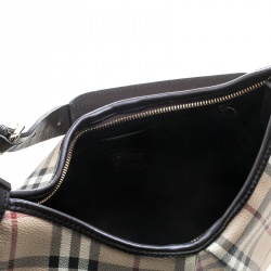 Pre Owned Burberry Beige/Brown Haymarket Check PVC and Leather Rydal Hobo