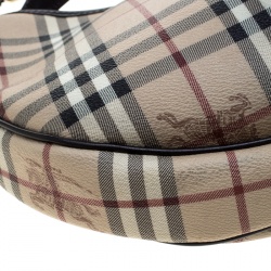 Pre Owned Burberry Beige/Brown Haymarket Check PVC and Leather Rydal Hobo
