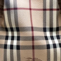 Pre Owned Burberry Beige/Brown Haymarket Check PVC and Leather Brooklyn Hobo