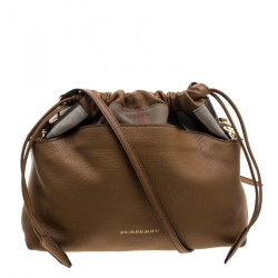 Burberry Camel House Check Canvas and Leather Little Crush Crossbody Bag
