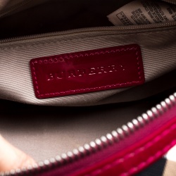 Pre Owned Burberry Beige/Raspberry Nova Check PVC and Patent Leather Chester Boston Bag