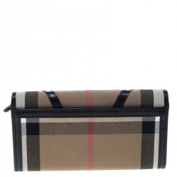 Pre Owned محفظة بربري كونتيننتال ليغتون قماش كاروهات هاوس سوداء/ بيج