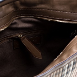 Pre Owned Burberry Beige/Brown Haymarket Check PVC and Leather Stitched Dunloe Hobo