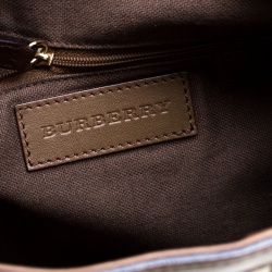Pre Owned Burberry Beige/Brown Haymarket Check PVC and Leather Stitched Dunloe Hobo