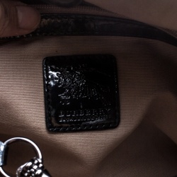 Pre Owned Burberry Black/Beige PVC and Patent Leather Canterbury Tote