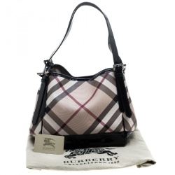 Pre Owned Burberry Black/Beige PVC and Patent Leather Canterbury Tote