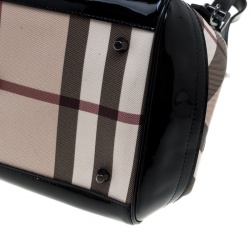 Pre Owned Burberry Black/Beige PVC and Patent Leather Canterbury Tote