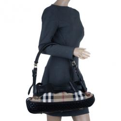 Pre Owned Burberry Nova Check Canvas and Black Leather Shoulder Bag