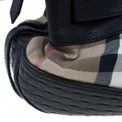 Pre Owned Burberry Nova Check Canvas and Black Leather Shoulder Bag