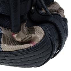 Pre Owned Burberry Nova Check Canvas and Black Leather Shoulder Bag