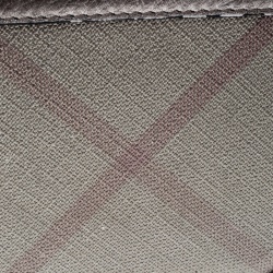 Pre Owned Burberry Grey Nova Check PVC and Leather Zip Around Wallet