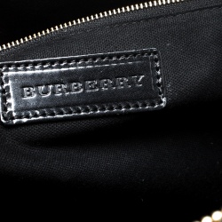 Pre Owned Burberry Black House Check Fabric and Leather Orchard Bowling Bag