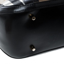 Pre Owned Burberry Black House Check Fabric and Leather Orchard Bowling Bag