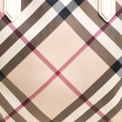 Pre Owned Burberry Beige/White Nova Check PVC Tote