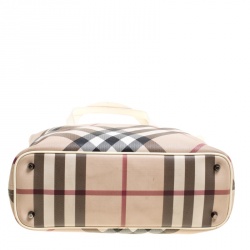 Pre Owned Burberry Beige/White Nova Check PVC Tote