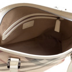Pre Owned Burberry Beige/White Nova Check PVC Tote