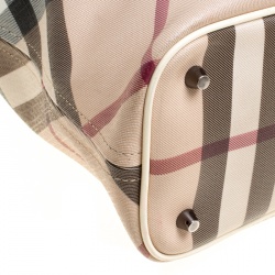 Pre Owned Burberry Beige/White Nova Check PVC Tote