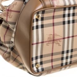 Pre Owned Burberry Beige/Tan Haymarket Check Canvas and Leather Medium Golderton Tote
