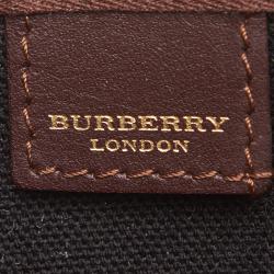 Pre Owned Burberry Brown Haymarket Check Coated Canvas Shoulder Bag