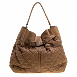 Pre Owned Burberry Brown Quilted Leather Enmore Hobo 