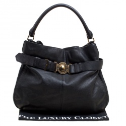 Pre Owned Burberry Black Leather Lambeth Hobo