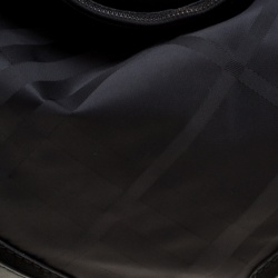 Pre Owned Burberry Black Tonal Check Nylon Medium Maskell Hobo
