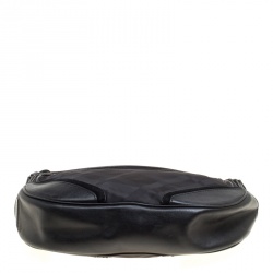 Pre Owned Burberry Black Tonal Check Nylon Medium Maskell Hobo