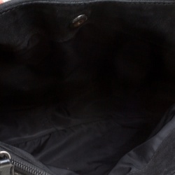 Pre Owned Burberry Black Tonal Check Nylon Medium Maskell Hobo