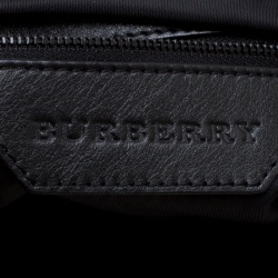 Pre Owned Burberry Black Tonal Check Nylon Medium Maskell Hobo