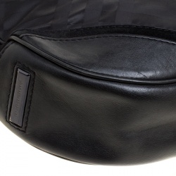 Pre Owned Burberry Black Tonal Check Nylon Medium Maskell Hobo