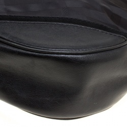 Pre Owned Burberry Black Tonal Check Nylon Medium Maskell Hobo