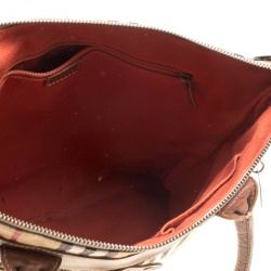 مملوكة مسبقًا حقيبة يد بربري جلد وكانفاس كاروهات هاوس بنية/ متعددة الألوان