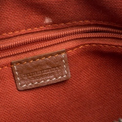 مملوكة مسبقًا حقيبة يد بربري جلد وكانفاس كاروهات هاوس بنية/ متعددة الألوان