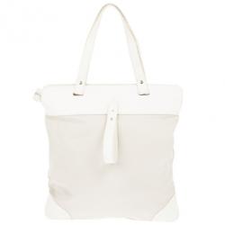 Pre Owned Burberry Cream Canvas Stowell Roll Up Tote