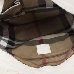 Pre Owned Burberry Cream Canvas Stowell Roll Up Tote