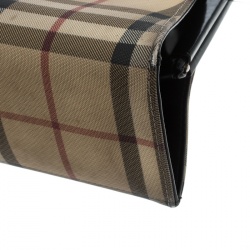Pre Owned Burberry Beige/Black Nova Check Coated Canvas and Leather Shoulder Bag