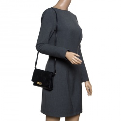 Pre Owned Burberry Black Leather Small Langley Clutch