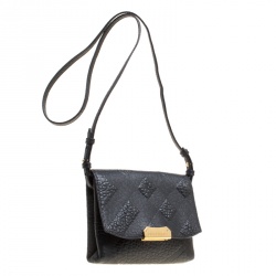 Pre Owned Burberry Black Leather Small Langley Clutch