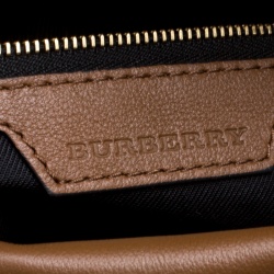 Pre Owned Burberry Beige/Brown Haymarket Check Canvas and Leather Crossbody Bag