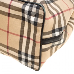 مملوكة مسبقًا حقيبة يد بربري ديابر جلد وPVC كاروهات هاوس سوداء/ بيج