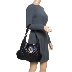 Pre Owned Burberry Black Quilted Leather Brooke Hobo