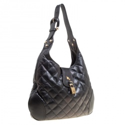 Pre Owned Burberry Black Quilted Leather Brooke Hobo